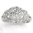 Edwardian Diamond Halo Engagement Ring Floral 18k White Gold (0.38ct)
