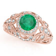 Edwardian Emerald & Diamond Halo Engagement Ring 14k R Gold (1.18ct)