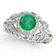 Edwardian Emerald & Diamond Halo Engagement Ring 14k W Gold (1.18ct)