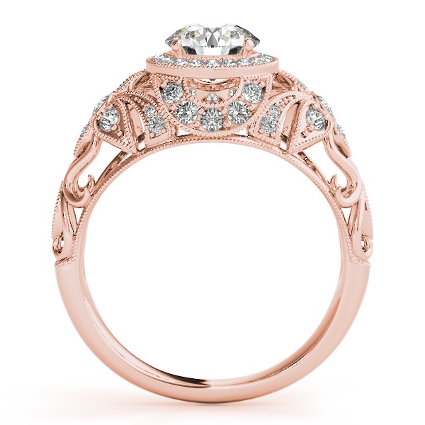 Edwardian Lab Diamond Halo Engagement Ring Floral 18k Rose Gold 1.18ct