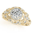 Edwardian Lab Diamond Halo Engagement Ring Floral 18k Yellow Gold 1.18ct