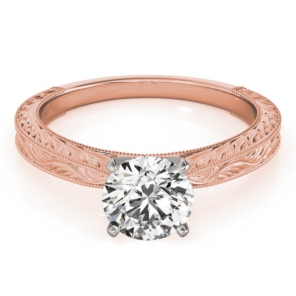 Floral Solitaire Engagement Ring 18k Rose Gold