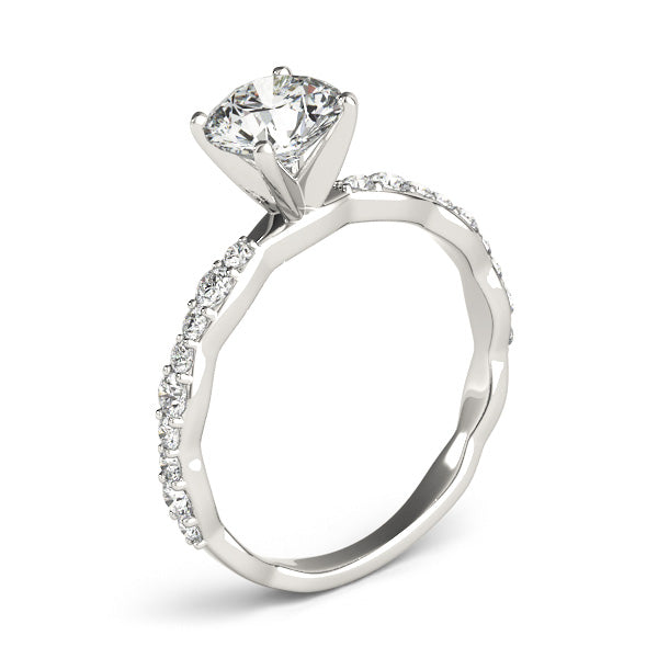 Solitaire Contoured Shank Diamond Engagement Ring 18k White Gold (0.33ct)
