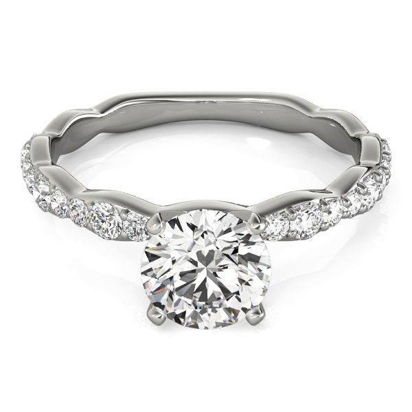 Solitaire Contoured Shank Diamond Engagement Ring 18k White Gold (0.33ct)