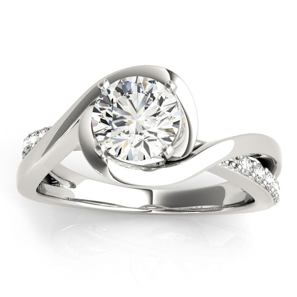 Solitaire Bypass Lab Diamond Engagement Ring 14k White Gold (0.13ct)