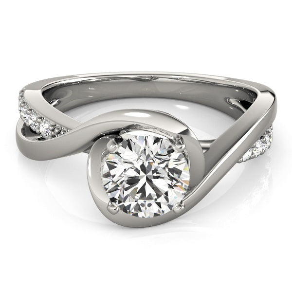 Solitaire Bypass Diamond Engagement Ring 18k White Gold (0.13ct)