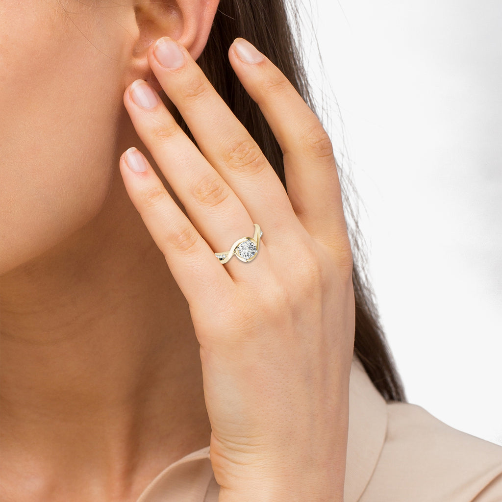 Solitaire Bypass Lab Diamond Engagement Ring 18k Yellow Gold (0.13ct) - Size 4