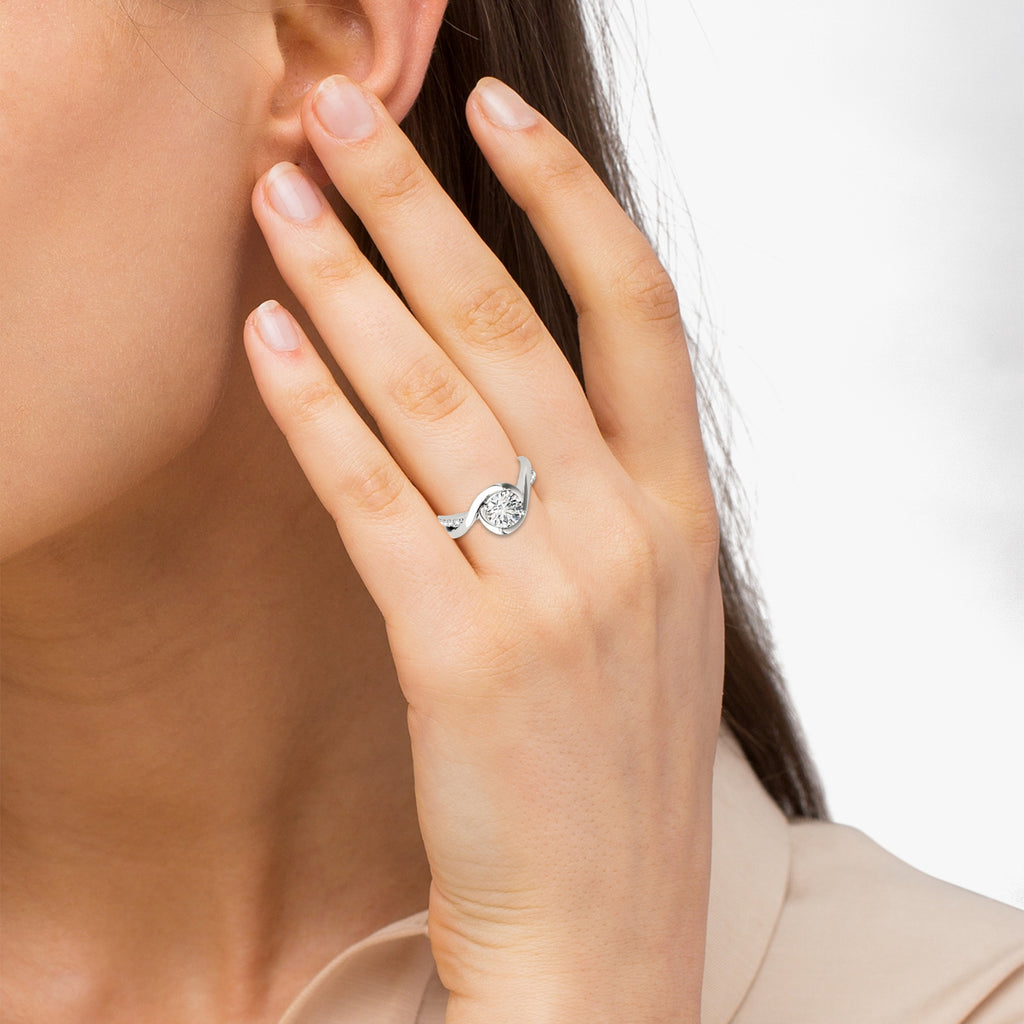 Solitaire Bypass Lab Grown Diamond Engagement Ring Platinum (0.13ct)