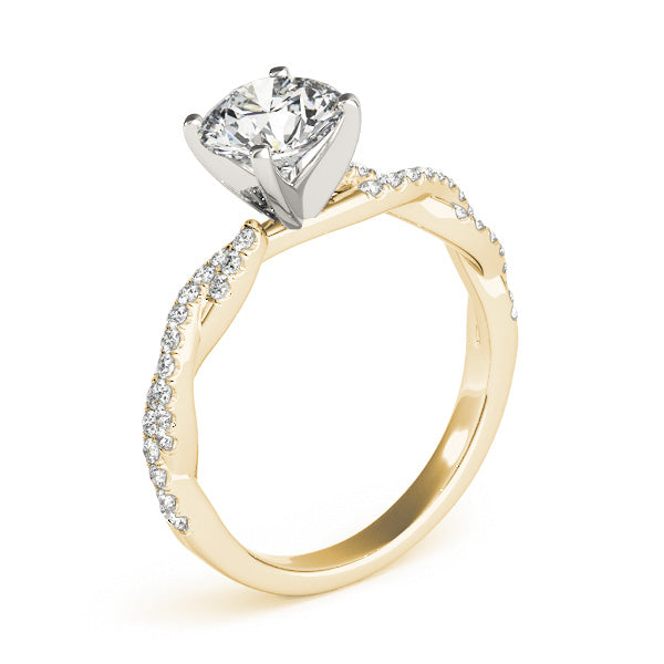 Diamond Twist Sidestone Accented Engagement Ring 14k Yellow Gold (0.19ct)