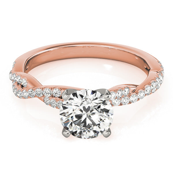 Diamond Twist Sidestone Accented Engagement Ring 18k Rose Gold (0.19ct)