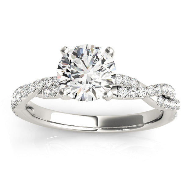 Diamond Twist Sidestone Accented Engagement Ring 18k White Gold (0.19ct)