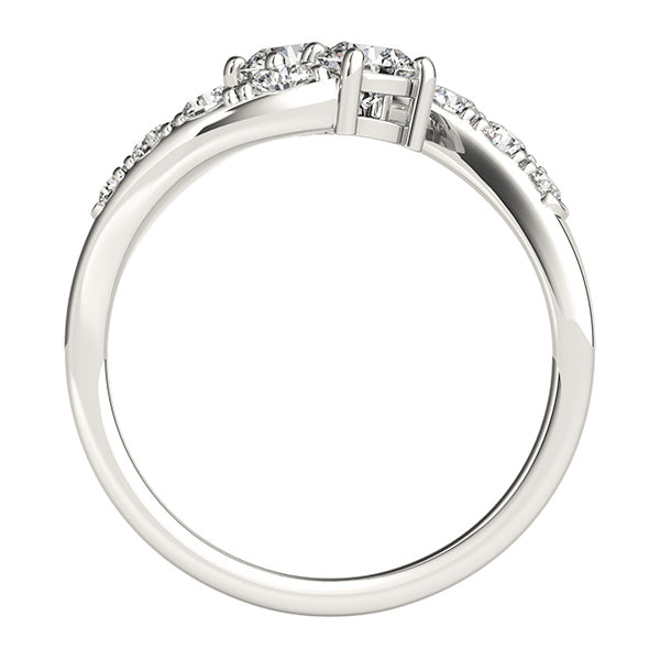 Diamond Accented Contoured Two Stone Ring 14k White Gold (2.00ct)