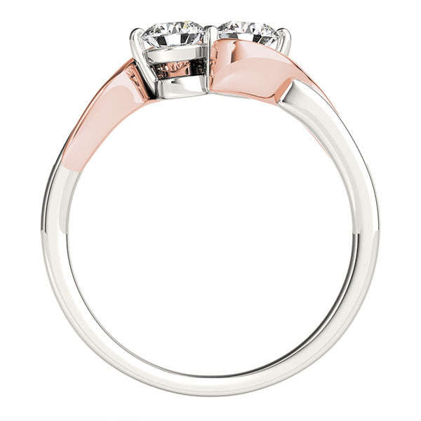 Diamond Accented Twised Two Stone Ring 14k Two Tone Gold (1.13ct)