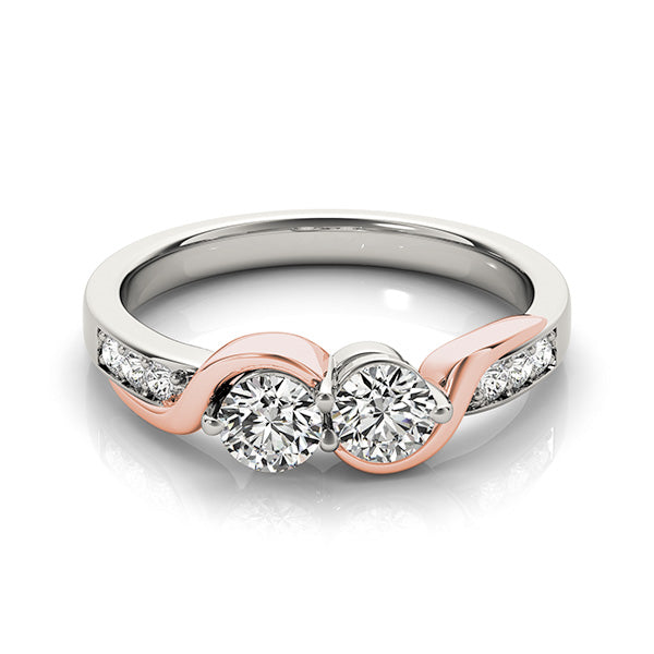 Diamond Accented Twised Two Stone Ring 14k Two Tone Gold (1.13ct)