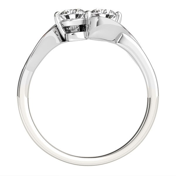 Diamond Accented Twised Two Stone Ring 14k White Gold (1.13ct)