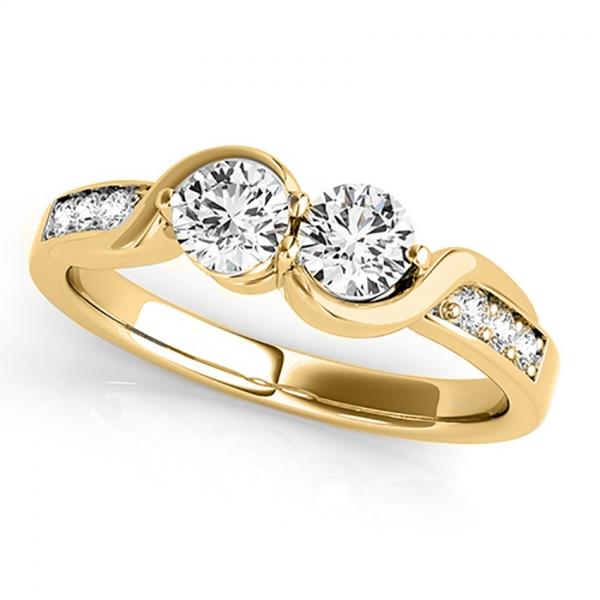 Diamond Accented Twised Two Stone Ring 14k Yellow Gold (1.13ct)