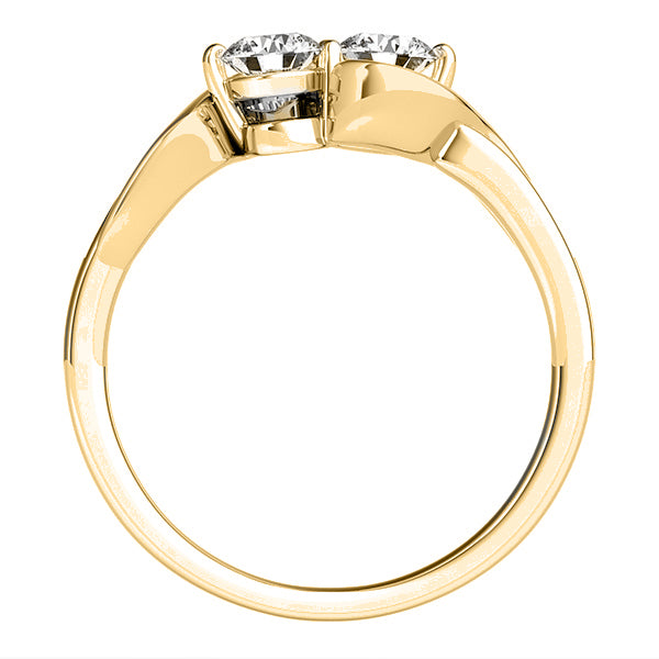Diamond Accented Twised Two Stone Ring 14k Yellow Gold (1.13ct)