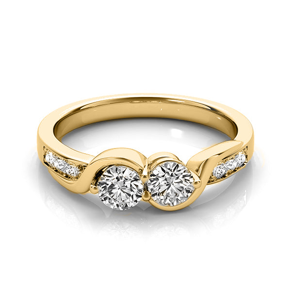 Diamond Accented Twised Two Stone Ring 14k Yellow Gold (1.13ct)