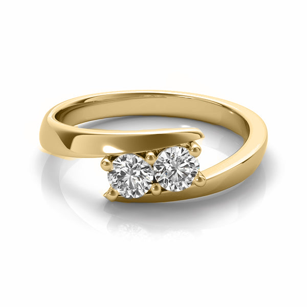 Diamond Solitaire Tension Two Stone Ring 18k Yellow Gold (0.12ct)