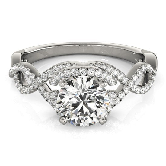 Diamond Infinity Engagement Ring Setting 14k White Gold (0.22ct)