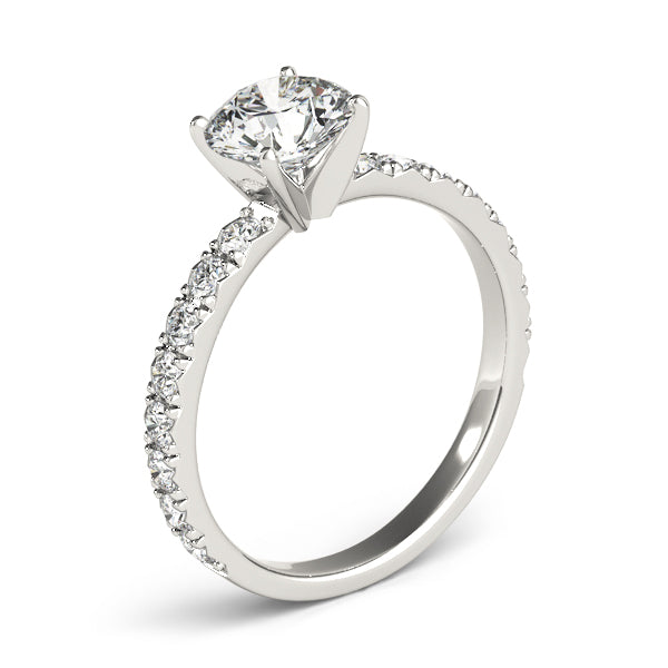 Diamond Single Row Engagement Ring Setting 18k White Gold (0.32ct)