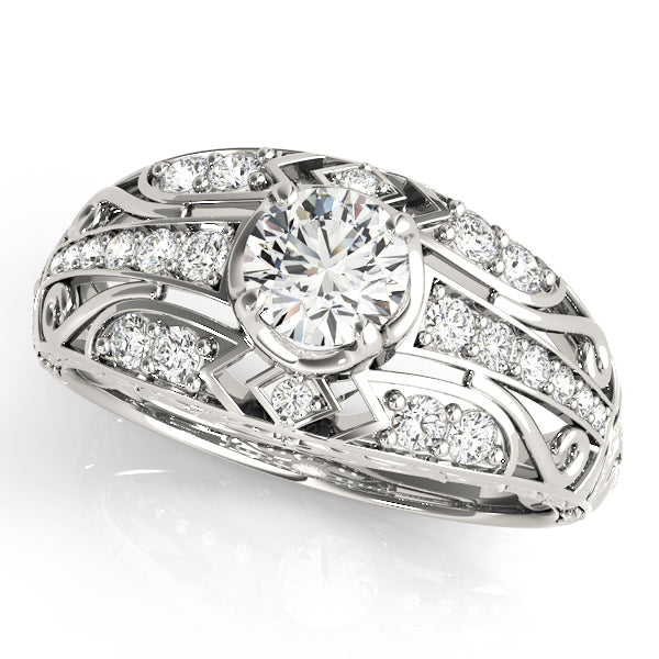 Diamond Art Deco Engagement Ring 18k White Gold (0.73ct)