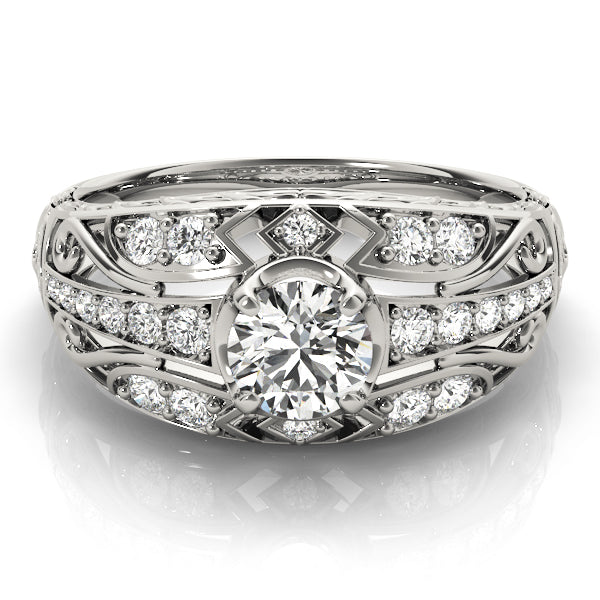 Diamond Art Deco Engagement Ring 18k White Gold (0.73ct)