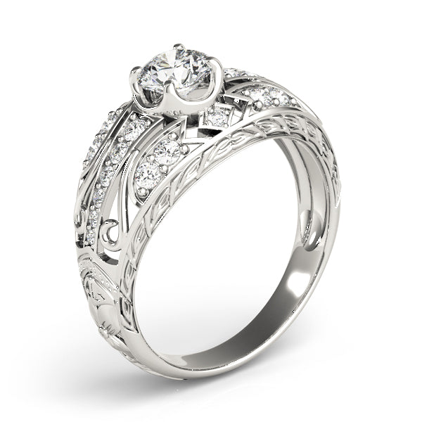 Diamond Art Deco Engagement Ring 18k White Gold (0.73ct)