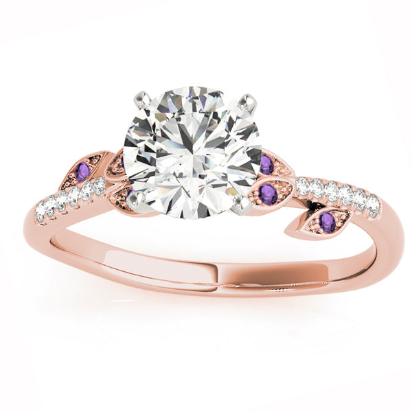 Amethyst & Diamond Vine Leaf Engagement Ring Setting 14K Rose Gold (0.10ct)