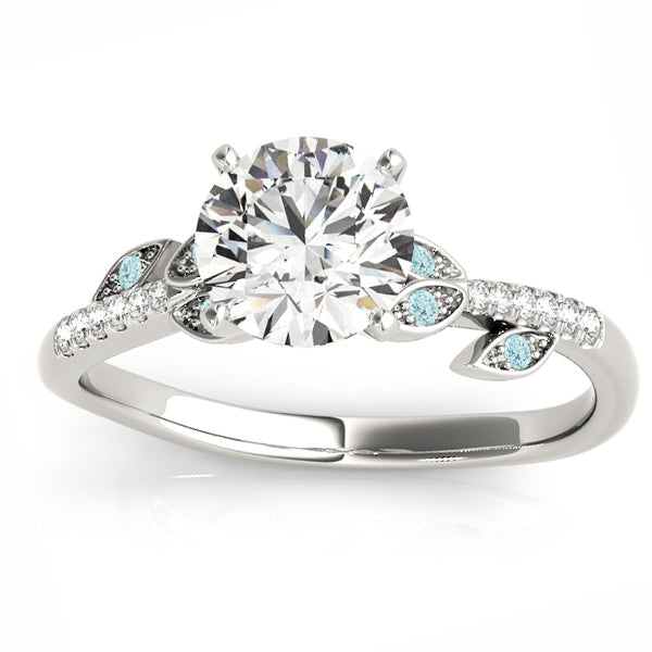 Aquamarine & Diamond Vine Leaf Engagement Ring Setting 14K White Gold (0.10ct)