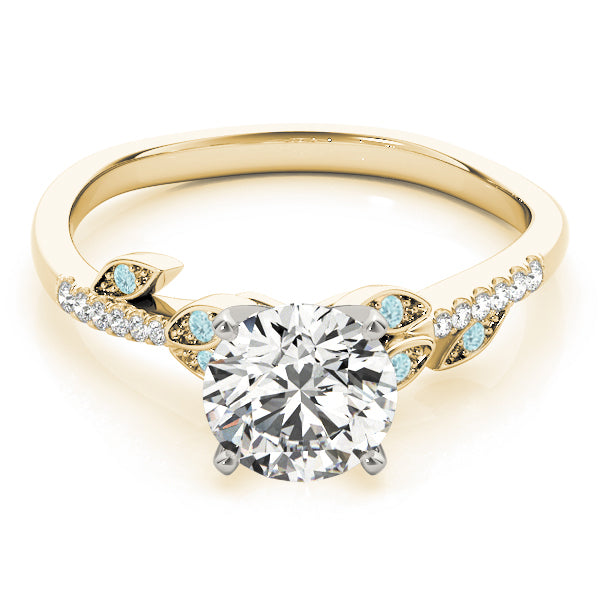 Aquamarine & Diamond Vine Leaf Engagement Ring Setting 14K Yellow Gold (0.10ct)