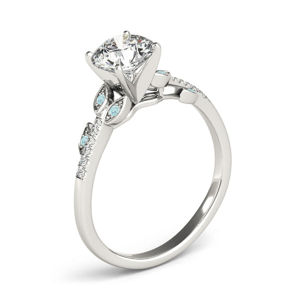 Aquamarine & Diamond Vine Leaf Engagement Ring Setting Platinum (0.10ct)