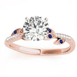 Blue Sapphire & Diamond Vine Leaf Engagement Ring Setting 14K Rose Gold (0.10ct)