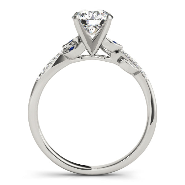 Blue Sapphire & Diamond Vine Leaf Engagement Ring Setting 14K White Gold (0.10ct)