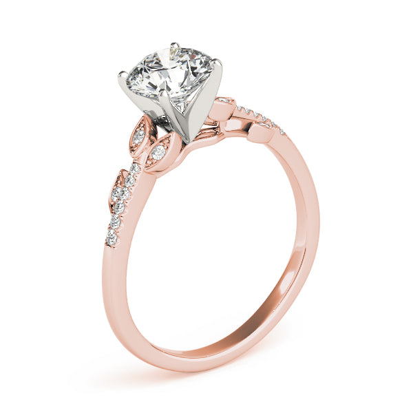 Diamond Vine Leaf Engagement Ring Setting 14K Rose Gold (0.10ct)