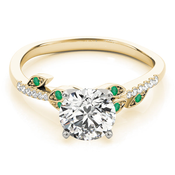 Emerald & Diamond Vine Leaf Engagement Ring Setting 14K Yellow Gold (0.10ct)