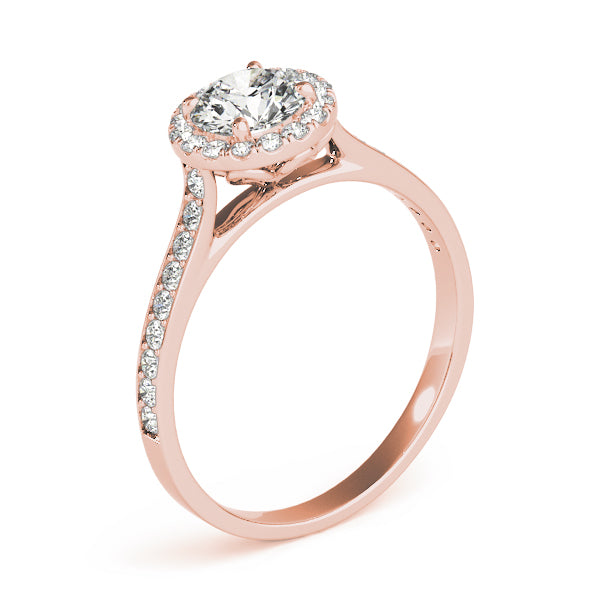 Lab Diamond Halo Engagement Ring 14k Rose Gold (1.29ct)