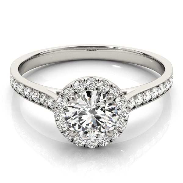 Diamond Halo Engagement Ring 14k White Gold (1.29ct)