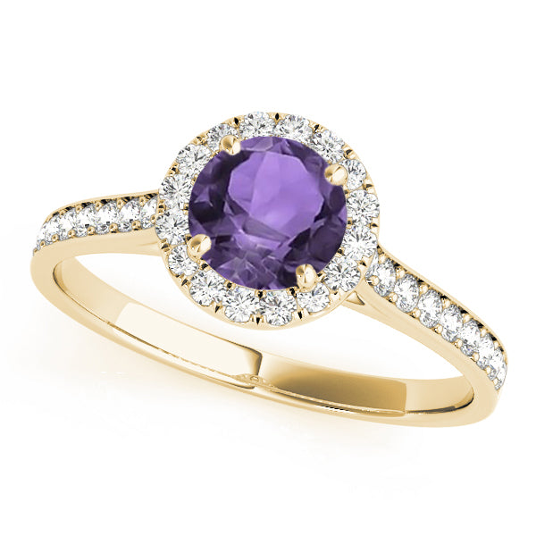 Lab Diamond Halo Lab Amethyst Engagement Ring 14k Yellow Gold (1.29ct)