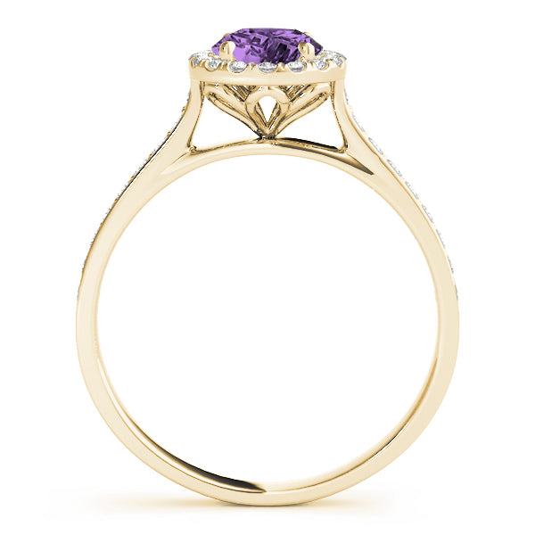 Lab Diamond Halo Lab Amethyst Engagement Ring 14k Yellow Gold (1.29ct)