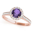Lab Diamond Halo Lab Amethyst Engagement Ring 18k Rose Gold (1.29ct)