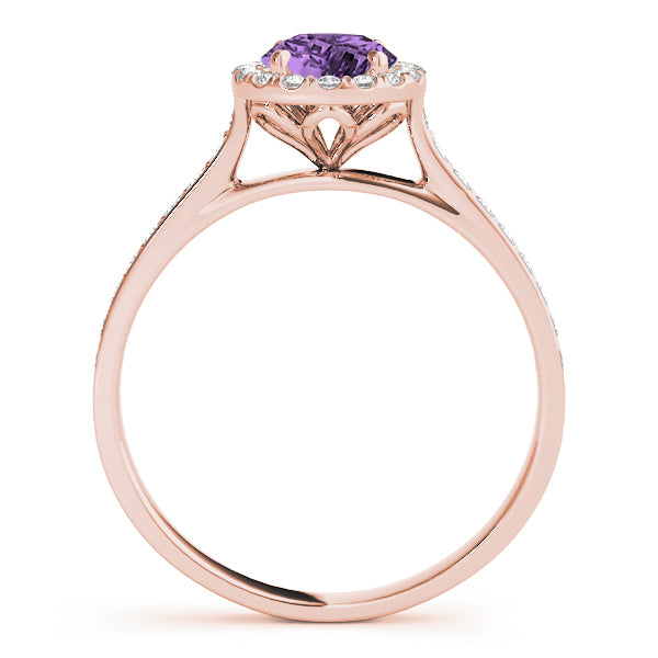 Lab Diamond Halo Lab Amethyst Engagement Ring 18k Rose Gold (1.29ct)