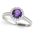 Lab Diamond Halo Lab Amethyst Engagement Ring 18k White Gold (1.29ct)