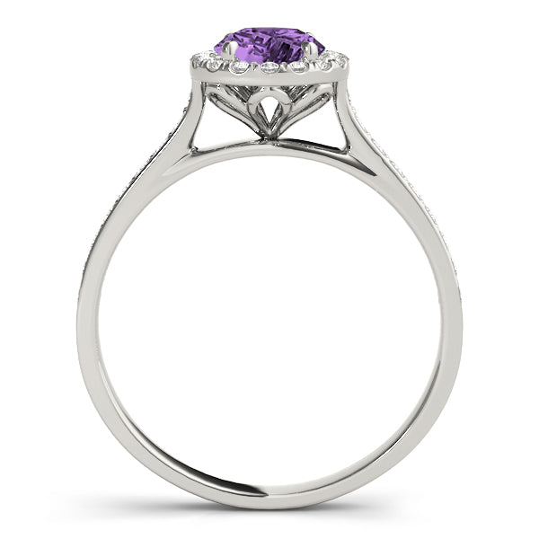 Lab Diamond Halo Lab Amethyst Engagement Ring 18k White Gold (1.29ct)