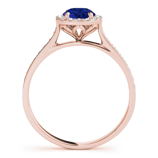 Lab Diamond Halo Lab Blue Sapphire Engagement Ring 14k Rose Gold (1.29ct)