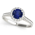 Lab Diamond Halo Lab Blue Sapphire Engagement Ring 18k White Gold (1.29ct)