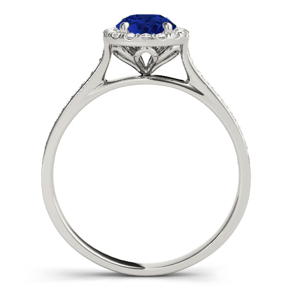 Lab Diamond Halo Lab Blue Sapphire Engagement Ring 18k White Gold (1.29ct)
