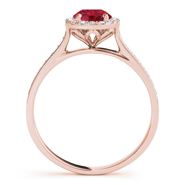Lab Diamond Halo Lab Ruby Engagement Ring 18k Rose Gold (1.29ct)