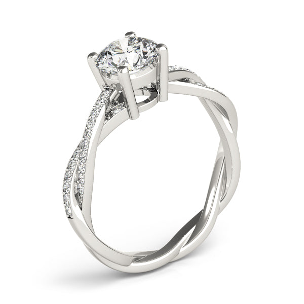 Diamond Twist Sidestone Accented Engagement Ring 14k White Gold (1.11ct)