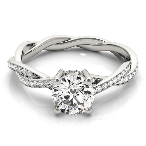 Diamond Twist Sidestone Accented Engagement Ring 18k White Gold (1.11ct)